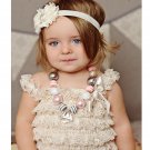 Baby Lace Rompers Infant Lace Romper with Straps Ribbon Bow Kids Jumpsuit Baby Girls Lace Ruffled Pe