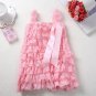 Baby Lace Rompers Infant Lace Romper with Straps Ribbon Bow Kids Jumpsuit Baby Girls Lace Ruffled Pe