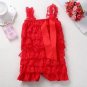 Baby Lace Rompers Infant Lace Romper with Straps Ribbon Bow Kids Jumpsuit Baby Girls Lace Ruffled Pe