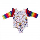 Rainbow Ruffles Sleeve Baby Girl Rompers Cotton Newborn Baby Boys Girls Floral Print Clothes Romper 