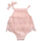 Newborn Baby Girls Lace Summer Sleeveless Romper Cotton Jumpsuit Outfit Sunsuit Flower Clothes