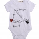 New Infant Baby Boy Clothes Girl Babygrows Playsuit Romper I Hooked Daddys Heart newborn baby clothe