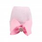 Cute Bow Girls Hat Cotton Pink Baby Girl Caps Striped Tire Cap With Rhinestones Newborn Girl Beanies