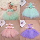 Baby Toddler Girl Flower Clothes+Hairband+Tutu Skirt Photo Prop Costume Outfits 3PCS skirt W15