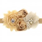 2017 Hair Bands Accessories Lovely Kids Girls Lace Sunflower Two Rose Flowers Pearl Rhinestone Hairb