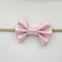 Cute Bebe Girl Leather Bow Nylon Headband with Super Soft Elastic Stretch Head Band Kid Tiny Hair Bo