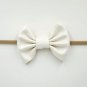 Cute Bebe Girl Leather Bow Nylon Headband with Super Soft Elastic Stretch Head Band Kid Tiny Hair Bo