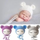 Newborn Mohair Ear Bear Hat Bonnet Baby Infant  Photography Props Cap Gorro Bebe Handmade Knitted Ha