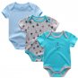 3PCS/LOT Baby Bodysuit Newborn Bebe Boy Girl Clothing 100%Cotton Short Sleeves O-Neck Striped Floral