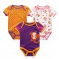 3PCS/LOT Baby Bodysuit Newborn Bebe Boy Girl Clothing 100%Cotton Short Sleeves O-Neck Striped Floral