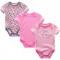 3PCS/LOT Baby Bodysuit Newborn Bebe Boy Girl Clothing 100%Cotton Short Sleeves O-Neck Striped Floral