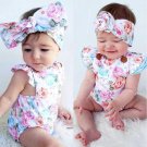 Adorable Baby Girls Clothes Floral Bodysuit Cute Flower Headband 2pcs Cute Summer Clothing Baby Girl