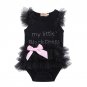 Rompers Infant Baby Girls Clothes My Little Black Dress Bow Lace Short Sleeve Cute Cotton Rompers Ou