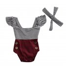 Newborn Baby Girl Clothing Infant Girl Jumpsuit Bodysuit Striped Headband 2PCs Clothes Outfits Baby 
