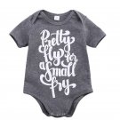 2016 Hot Baby Boy Girls Casual Cotton Bodysuit Gray Letter Short Sleeve Jumpsuit Clothes Outfits 0-2
