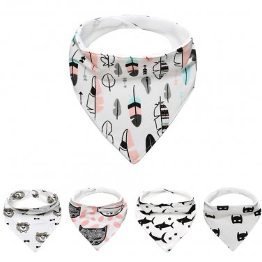 2017 New Design Cute Cartoon Patterns Baby Kids Cotton Bandana Bibs Feeding Saliva Towel Dribble Tri