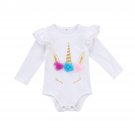 2017 New Baby Girls Clothing Newborn Baby Girl Ruffles Unicorn Romper Clothes Long Sleeve Infant Jum