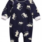 Fashon Newborn Infant Baby Girl Boy Moose Deer Long Sleeve Cotton Romper One-pieces Xmas Outfits Chr