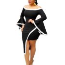 Slash Neck Flared Sleeve Women\'s Party Dress