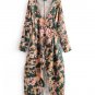 One-piece Spring Bodycon Autumn Kimono Elegant Velvet Prints Floral V-neck Belt Irrregular Vintage S