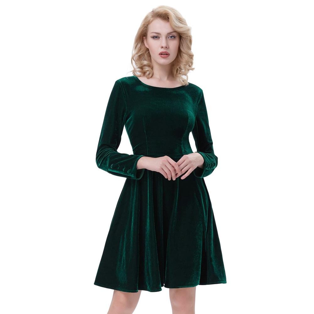 Belle Poque Vintage 2017 Women Dress Swing Soft Velvet Fabric O-Neck ...