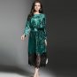 2017 autumn and winter women\'s Vintage black lace Velvet Patchwork dress high quality O-Neck long d