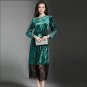 2017 autumn and winter women\'s Vintage black lace Velvet Patchwork dress high quality O-Neck long d