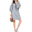 Women Vintage Dresses New Arrival European Style Autumn Winter Dress Tiered Ruffle Sleeve Tunic Tee 