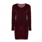 Women\'s Velvet Dress Long Sleeve Package Hip Dress Solid Bottoming Sheath Women Dress