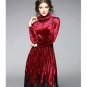 2018 Spring New Arrive Women Vintage Elegant Velvet Lace Patchwork Long Sleeve Dresses Sexy Party Dr