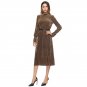 Spring Women Dresses Solid Color Newest Style Women\'s Velvet Dress Striped Long-sleeved Hedging Col