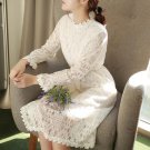 2018 new style women lace velvet dress halter deep o neck long sleeve lace dress sexy casual velour 