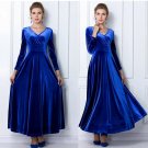 Winter Women Plus Size Velvet Dress Long Sleeve Maxi Dress Evening Party Vintage Dress Black Blue Gr