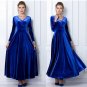 Winter Women Plus Size Velvet Dress Long Sleeve Maxi Dress Evening Party Vintage Dress Black Blue Gr