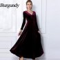 Winter Women Plus Size Velvet Dress Long Sleeve Maxi Dress Evening Party Vintage Dress Black Blue Gr
