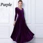 Winter Women Plus Size Velvet Dress Long Sleeve Maxi Dress Evening Party Vintage Dress Black Blue Gr