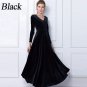 Winter Women Plus Size Velvet Dress Long Sleeve Maxi Dress Evening Party Vintage Dress Black Blue Gr