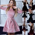 BKLD 2017 Womens Elegant Vintage Velvet Slim Casual Celebrity Party Velour Dresses O-neck Short Sexy