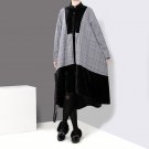 2018 Spring Autumn Stand Collar Plaid Dress Patchwork Long Sleeve Big Swing Dress Women Vintage Casu