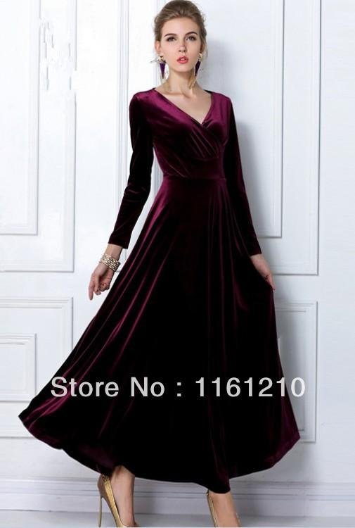 Burgundy Red Long Velvet Party Formal Evening Maxi Dress Gown Plus sizes