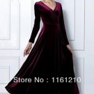 Burgundy Red Long Velvet Party Formal Evening Maxi Dress Gown Plus sizes
