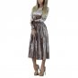 2018 Spring Women Long Sleeve Velvet Long Dress O Neck Pleated Dress with Belt Elegant Women Evening