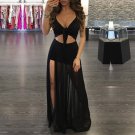 2017 sexy women  Splice butterfly Bow Backless Slim Solid color cotton deep V Neck sleeveless  Polye