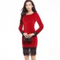Bodycon Lace Patchwork Velvet Dress Elegant Women Autumn Evening Party Dresses Long Fashion Slim She