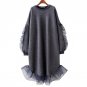 SuperAen Korean Style Mesh Splicing Girls Dress Solid Color Cotton Loose Fashion Velvet Dress Long-s
