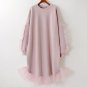 SuperAen Korean Style Mesh Splicing Girls Dress Solid Color Cotton Loose Fashion Velvet Dress Long-s
