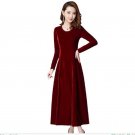 Autumn Winter A-line Elegant Dress Woman Casual Large Size M-3XL Solid Color O-neck Dress Ladies Gol