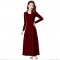 Autumn Winter A-line Elegant Dress Woman Casual Large Size M-3XL Solid Color O-neck Dress Ladies Gol