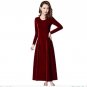 Autumn Winter A-line Elegant Dress Woman Casual Large Size M-3XL Solid Color O-neck Dress Ladies Gol