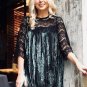 2018 Spring Sexy Hollow out Lace Patchwork Pleated Dresses O-neck Velvet Short Mini Dress Casual Loo